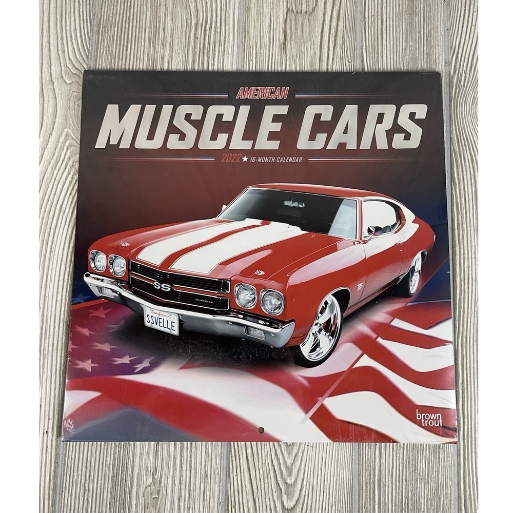 American Muscle Cars 2022 16-Month Wall Calendar BrownTrout 12x12 New Sealed